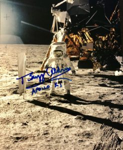 Autographed Photo of Buzz Aldrin on Moon with Lunar Module