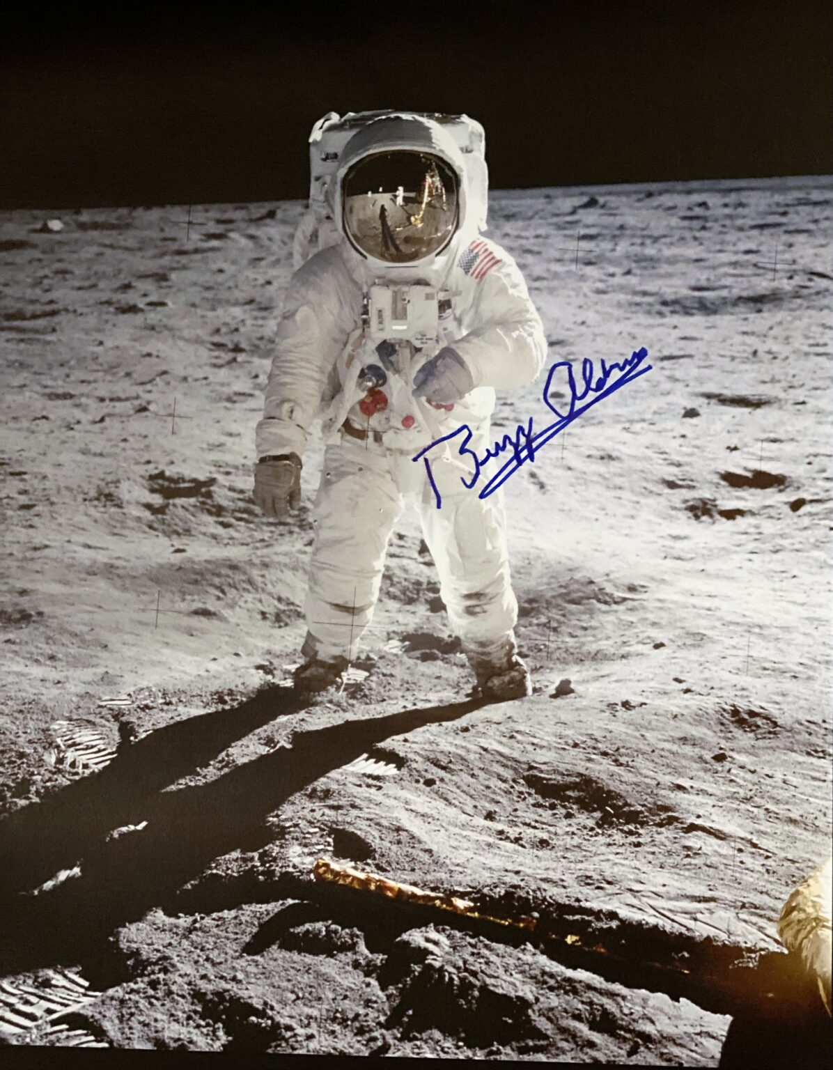 Apollo Space Shop | Buzz Aldrin “Visor Shot” Moon Walk, Autographed Canvas