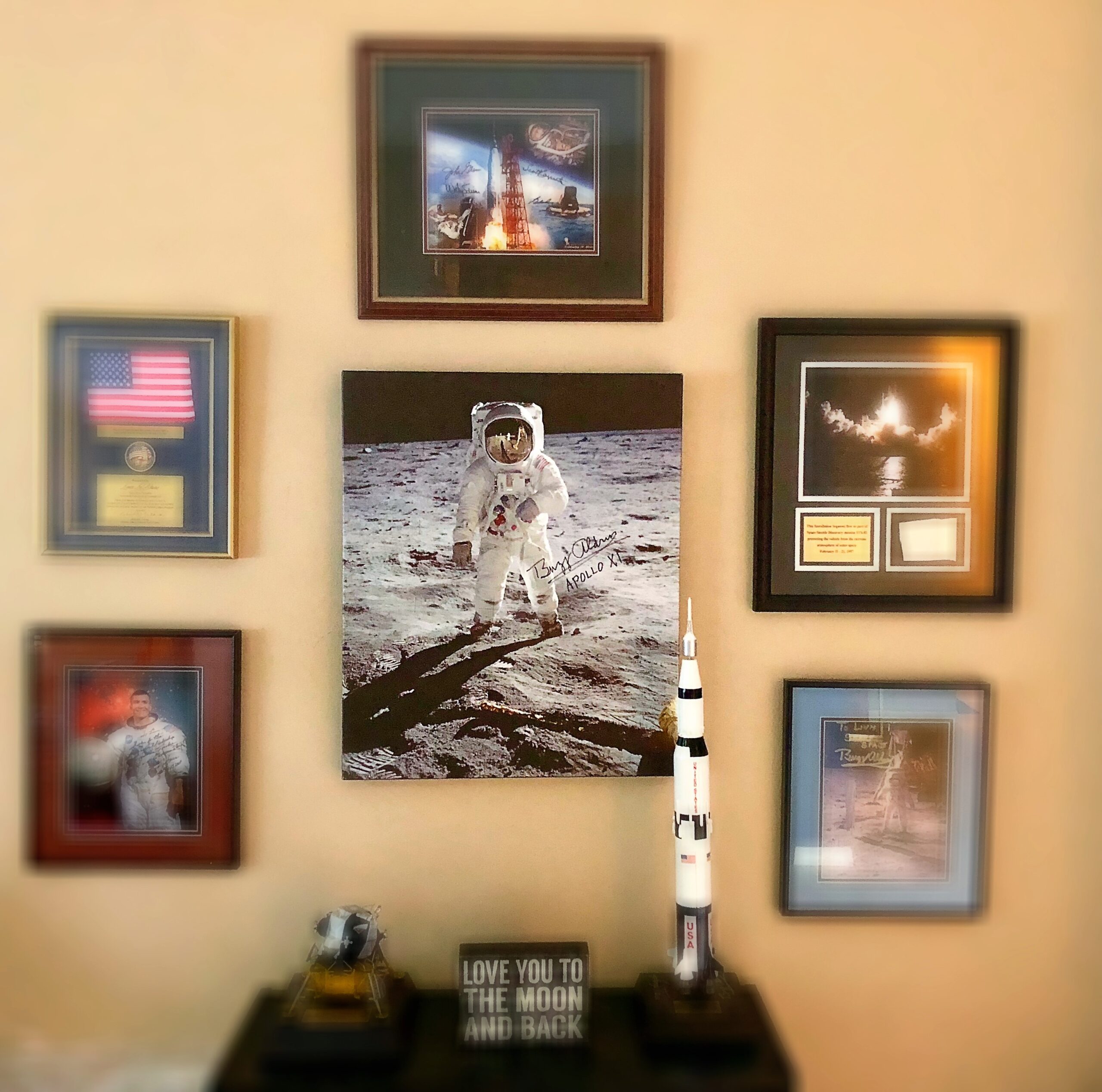 Apollo Space Shop | Buzz Aldrin “Visor Shot” Moon Walk, Autographed Canvas